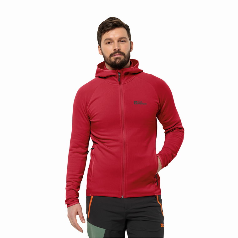 Męski polar Jack Wolfskin BAISELBERG HOODED FZ M red glow - S