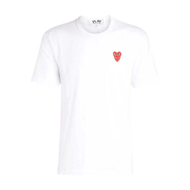 Biała koszulka slim fit z nadrukiem serc Comme des Garçons Play