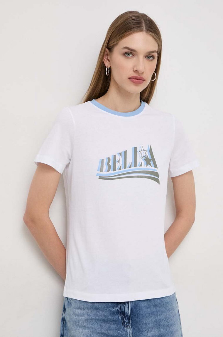 Marella t-shirt bawełniany damski kolor biały