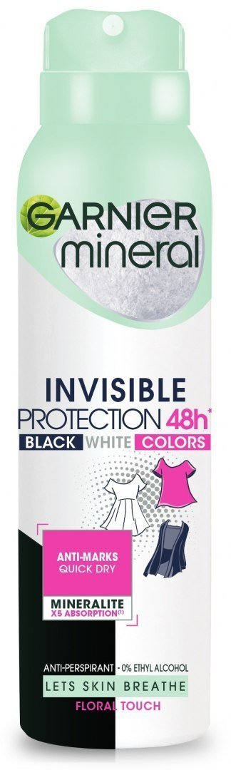 Garnier, Mineral Invisible Protection, Dezodorant spray 48h Floral Touch Black White Colors, 150 ml