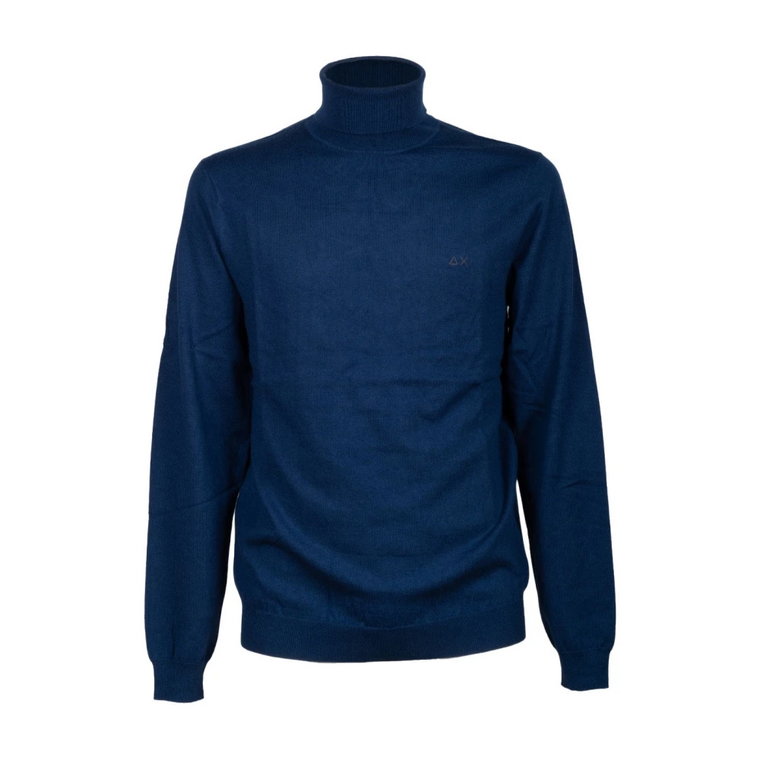 Niebieski Sweter z Wysokim Kołnierzem Turtle Solid Sun68