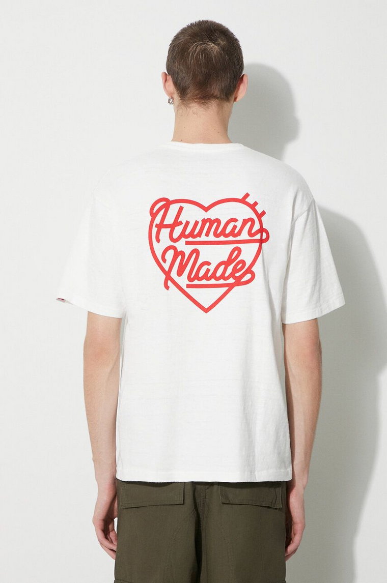 Human Made t-shirt bawełniany Heart Badge męski kolor biały z nadrukiem HM26CS002