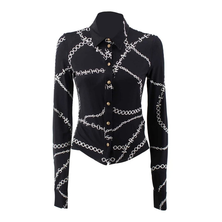 Czarne Swetry z Wzorem Naszyjnika Versace Jeans Couture