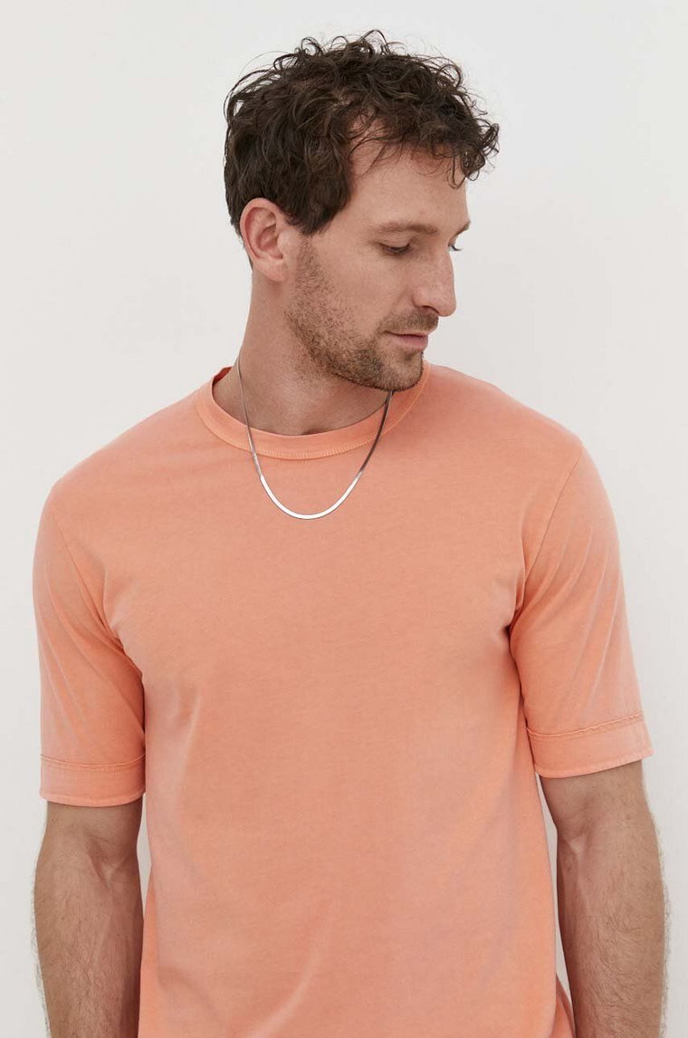 Drykorn t-shirt bawełniany RAPHAEL męski kolor pomarańczowy gładki 52004549017