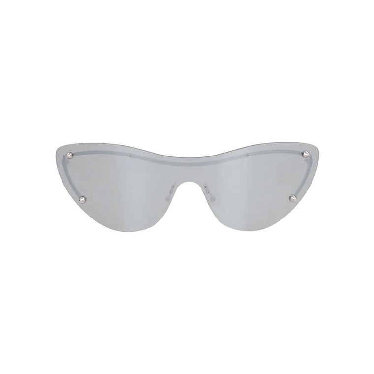 Srebrne okulary przeciwsłoneczne w stylu Cat-Eye z lustrzanymi soczewkami Alexander McQueen