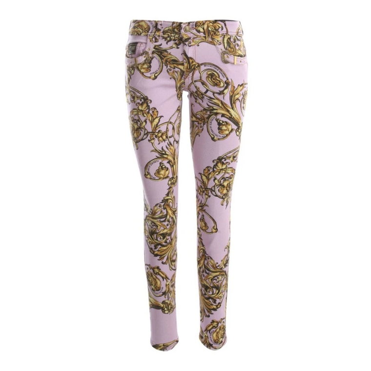 Różowe jeansy w print Versace Jeans Couture