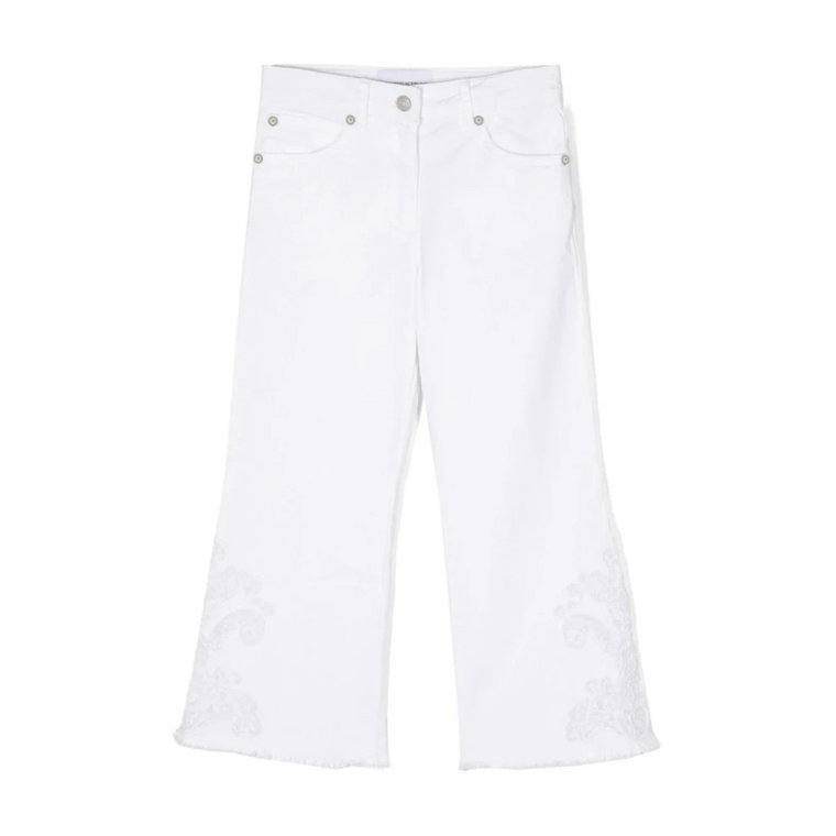 Białe Jeansy z Koronkowymi Wstawkami Ermanno Scervino