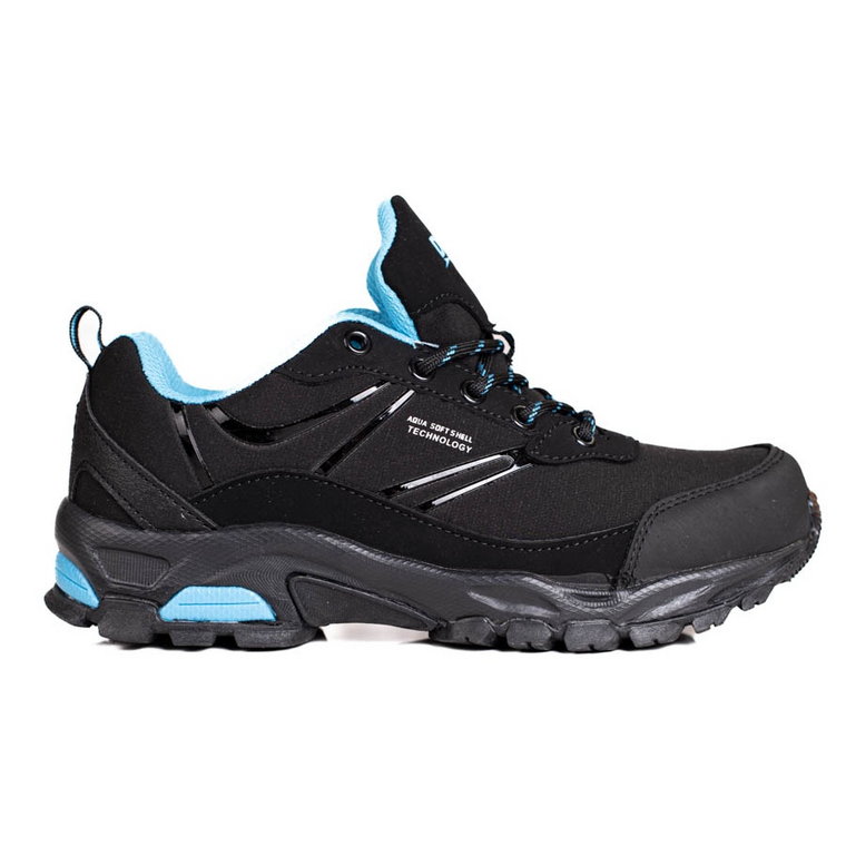 Sportowe buty trekkingowe damskie DK czarno niebieskie czarne