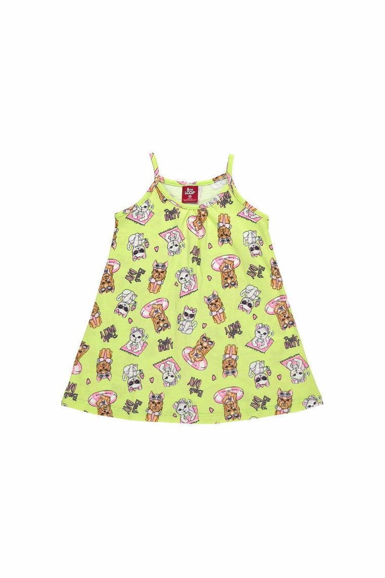 Limonkowa bawełniana sukienka niemowlęca na ramiączka