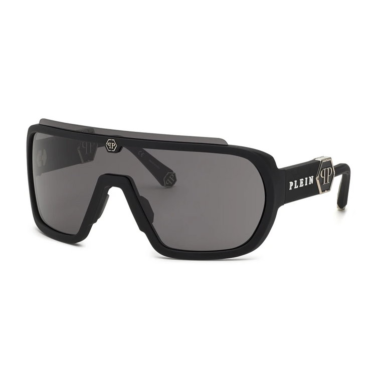 Czarny gumowany model Shield okulary przeciwsłoneczne Philipp Plein