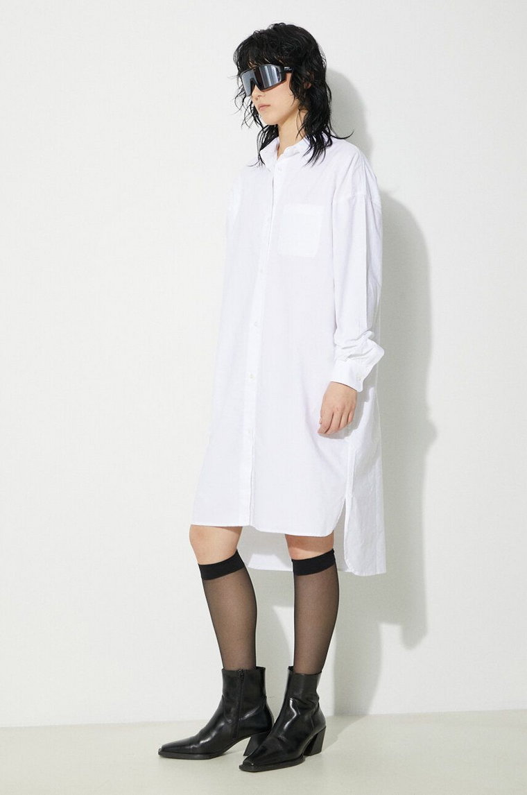 Fiorucci sukienka bawełniana Angel Embroidered kolor biały midi oversize W01FPDSH063CO01WH01