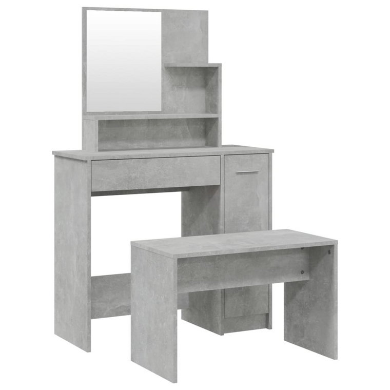 Toaletka z taboretem 86,5x35x136 cm, szarość beton