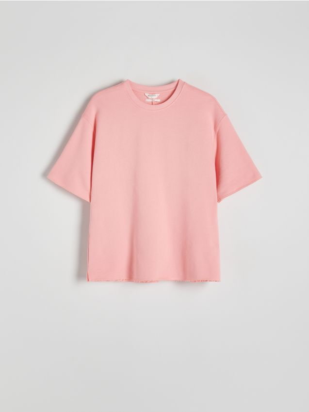 Reserved - T-shirt boxy - różowy