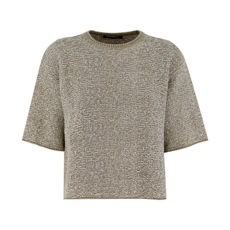 Minimalistyczna Elegancja T-shirt z Dzianiny Tweed Fabiana Filippi