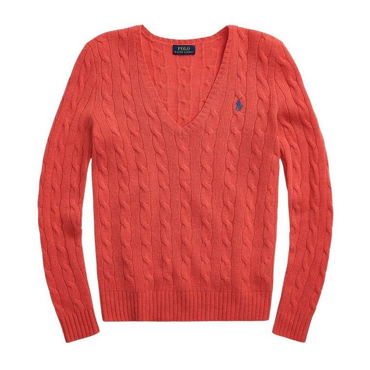 Sweter z Wzorem Płóciennym i Dekoltem w Serek Polo Ralph Lauren
