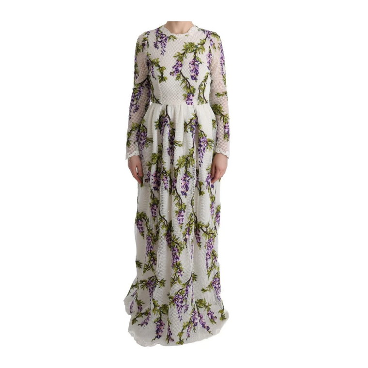 Kwiatowa Haftowana Sukienka Maxi Dolce & Gabbana