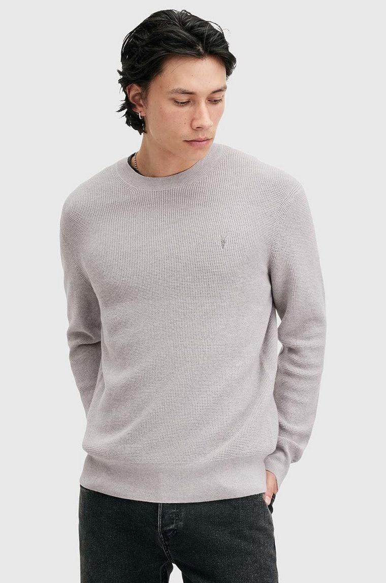 AllSaints sweter ASPEN CREW męski kolor szary  M089KB