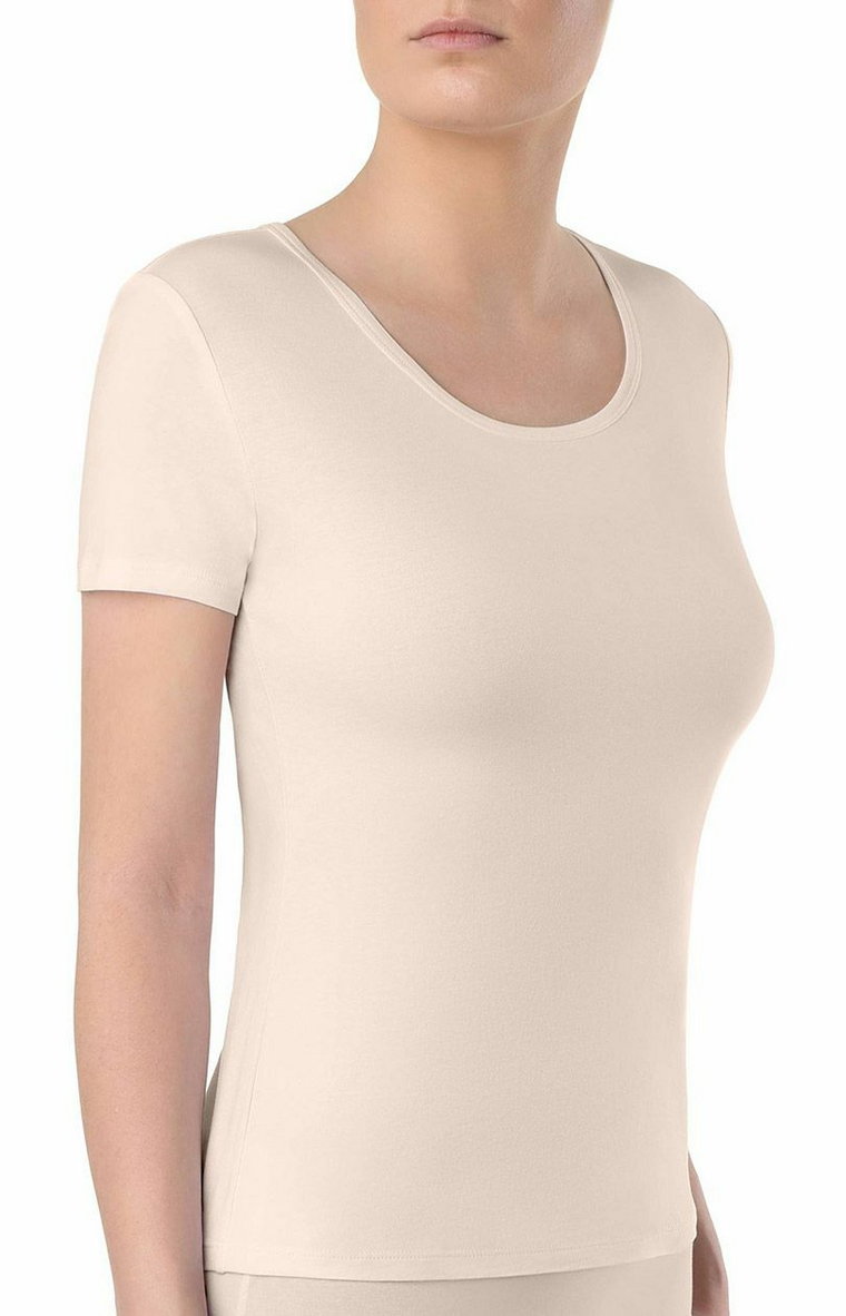 Cielisty t-shirt damski bawełniany podkoszulek LF 2022, Kolor beżowy, Rozmiar XL, Conte