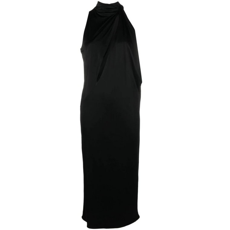 Czarna Sukienka bez Rękawów z Marszczeniami Versace