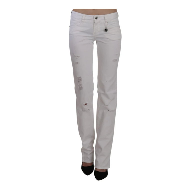 White Cotton Slim Fit Straight Jeans Pants Costume National