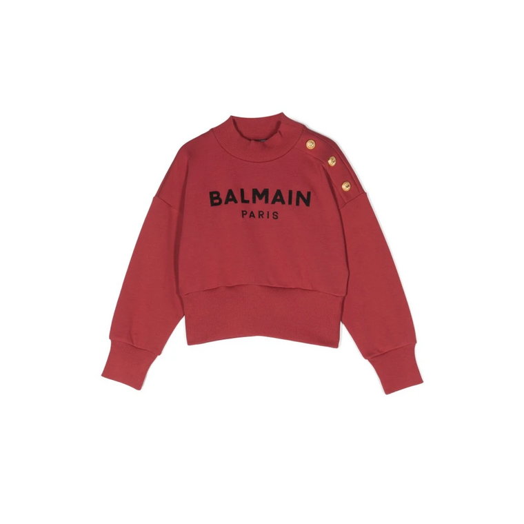 Girl Clothing Sweatshirts Red Aw23 Balmain