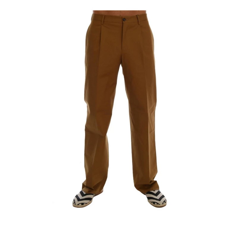 Brown Stretch Cotton Pants Dolce & Gabbana