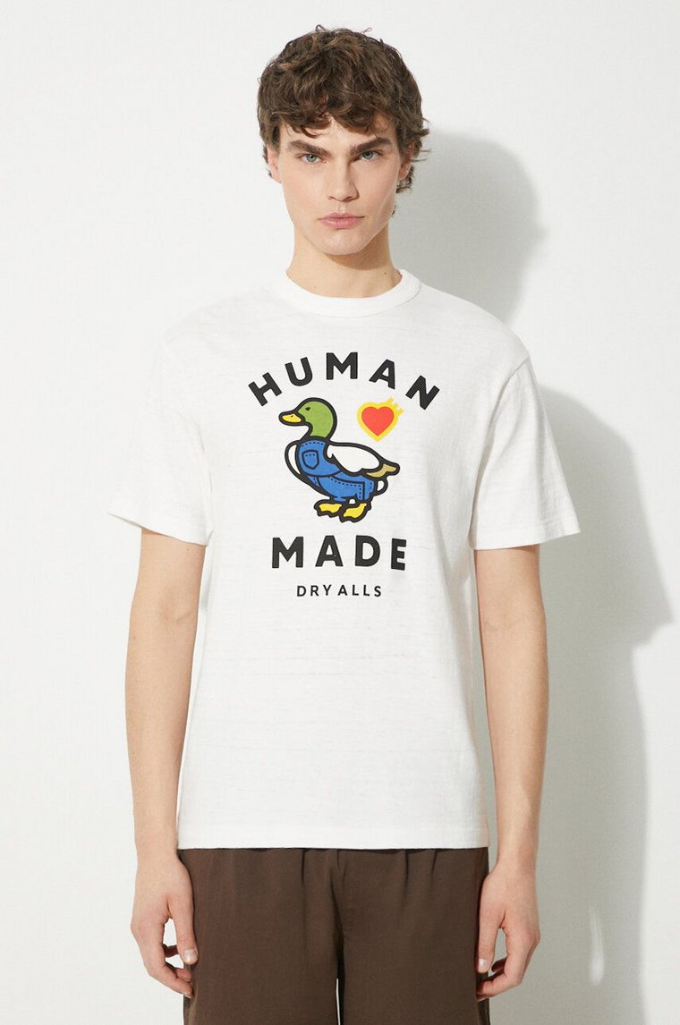 Human Made t-shirt bawełniany Graphic męski kolor biały z nadrukiem HM27TE005