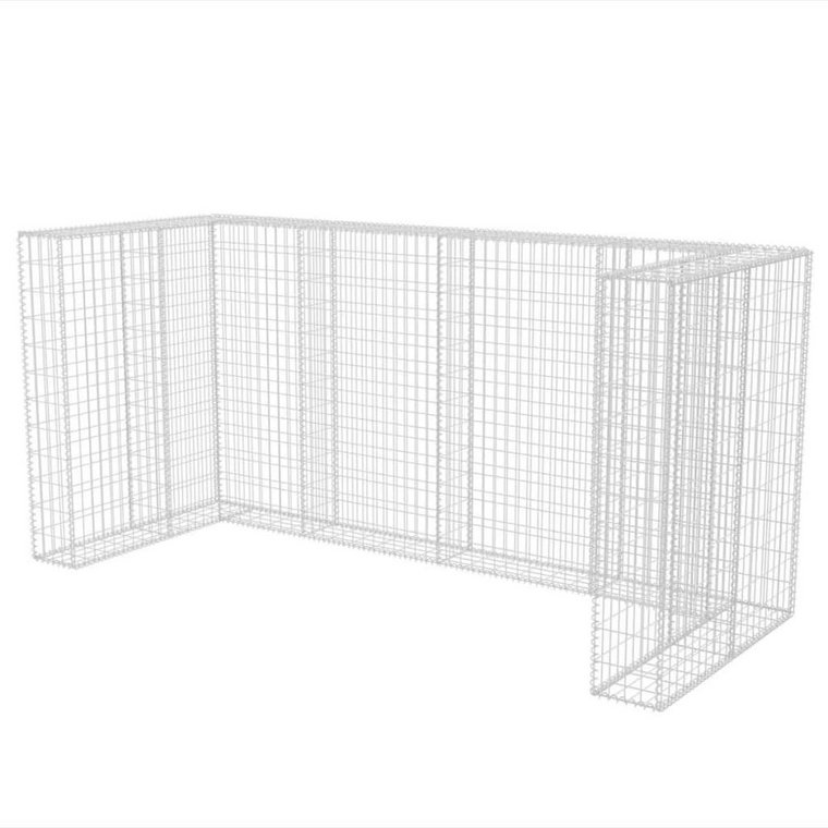 Gabion na śmieci 3 kosze, 250x100x120 cm, srebrny