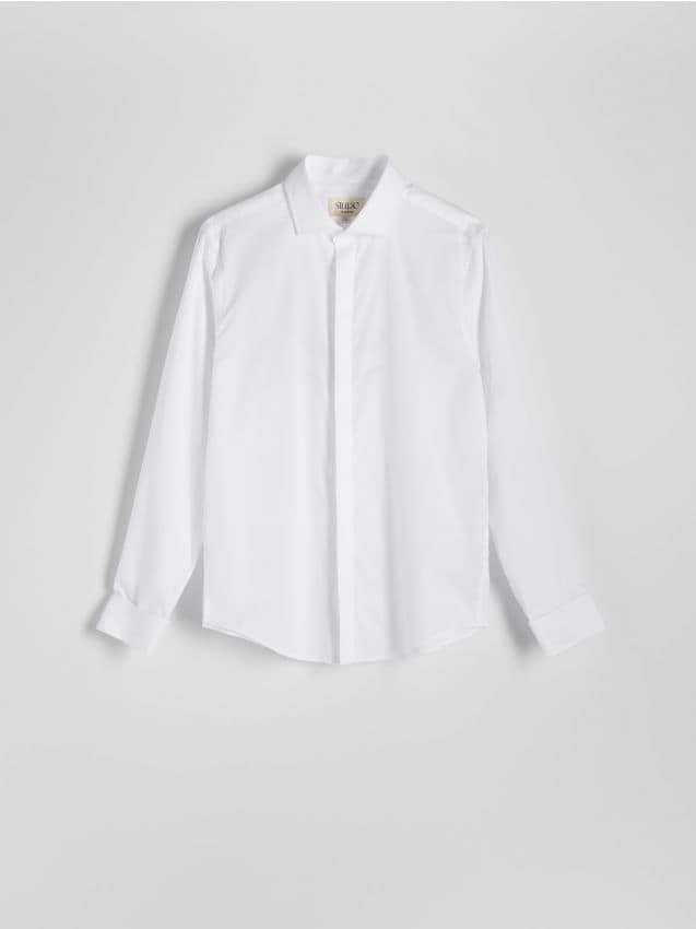 Reserved - Bawełniana koszula slim fit - biały