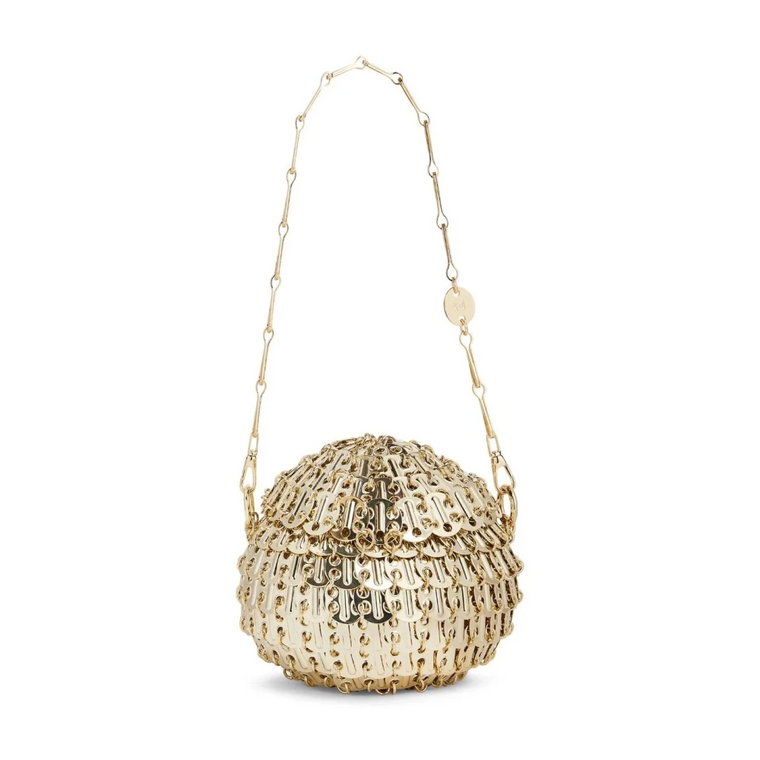 Złota torba w kształcie piłki Paco Rabanne