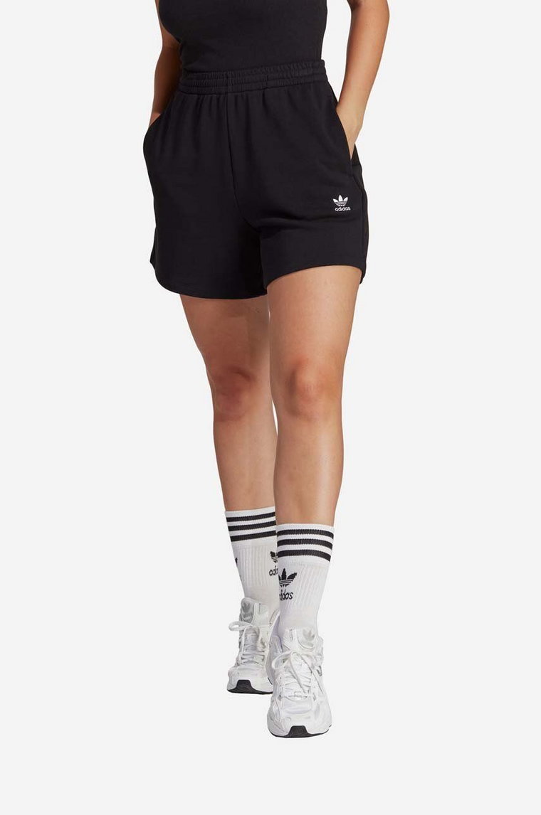 adidas Originals szorty damskie kolor czarny gładkie high waist IA6451