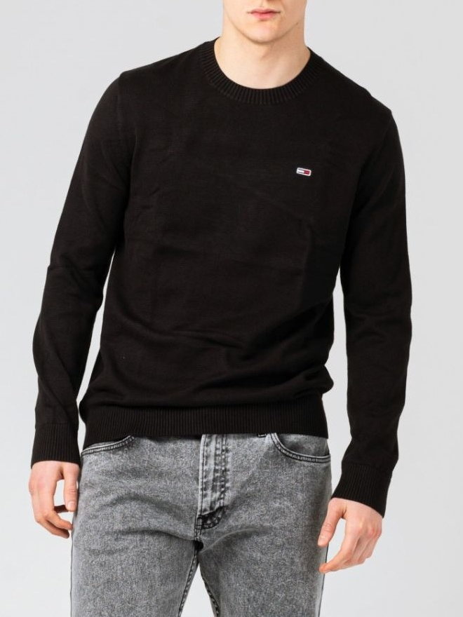 Sweter męski bawełniany Tommy Jeans DM13273 L Czarny (8720116637670). Swetry męskie