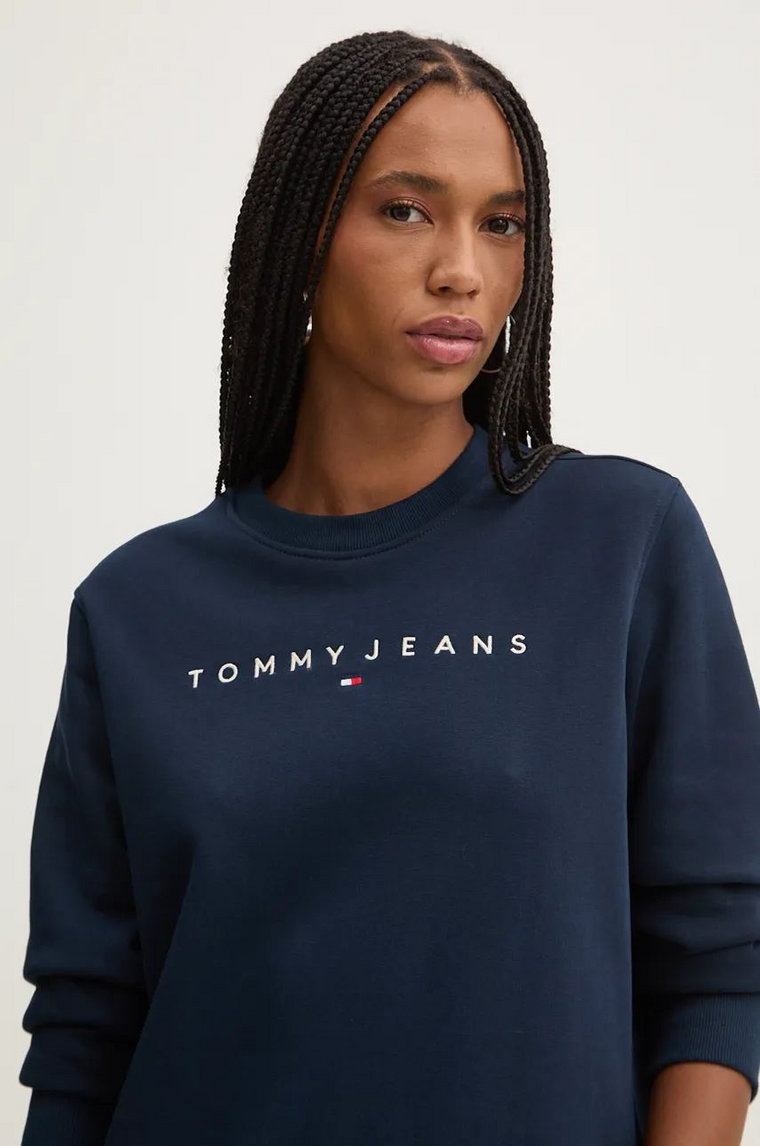 Tommy Jeans bluza damska kolor granatowy z nadrukiem DW0DW17323