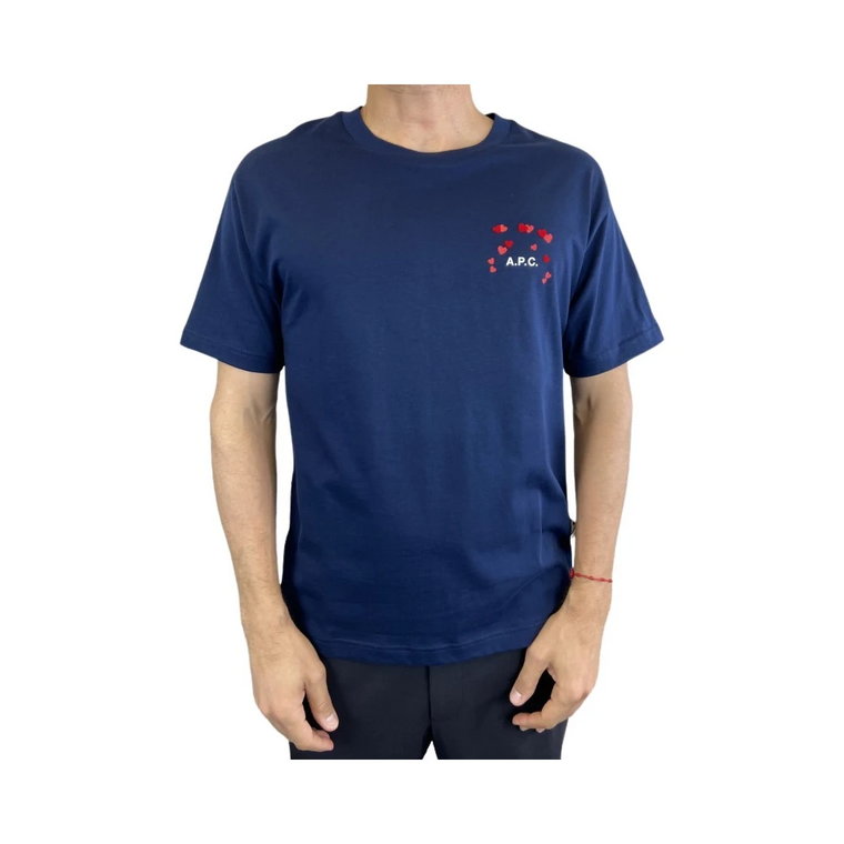 Navy Blue Heart Detail T-shirt A.p.c.