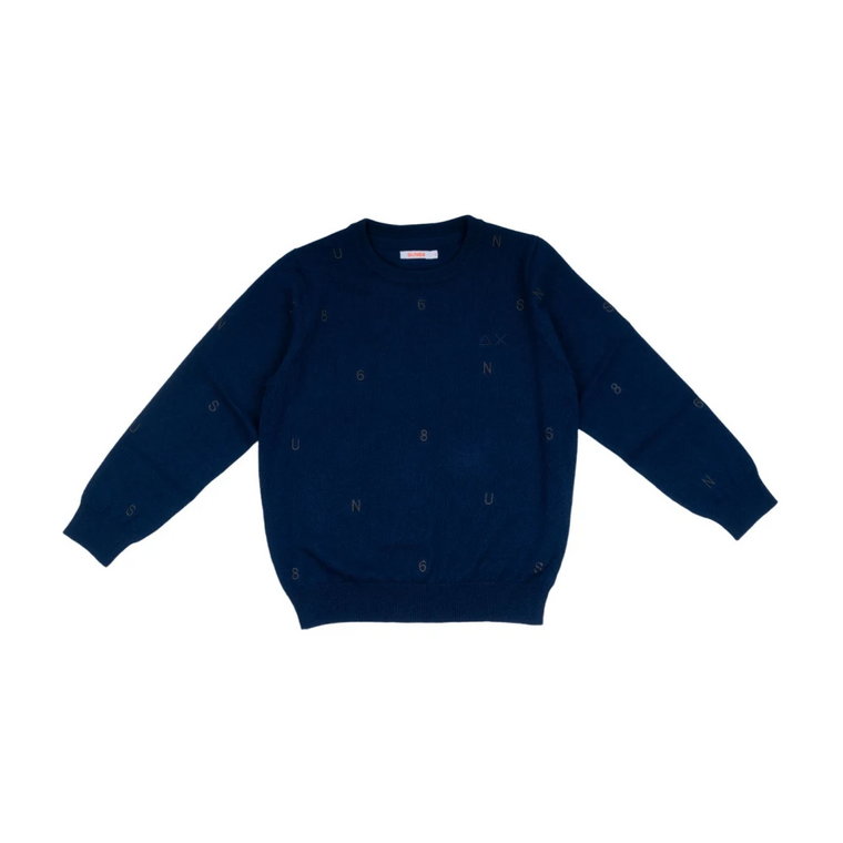 Głęboko Niebieski Sweter z Wełnianym Mieszanką i Haftowanym Logo Sun68