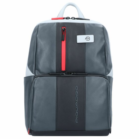 Piquadro Skórzany plecak Urban 39 cm z przegrodą na laptopa grey black