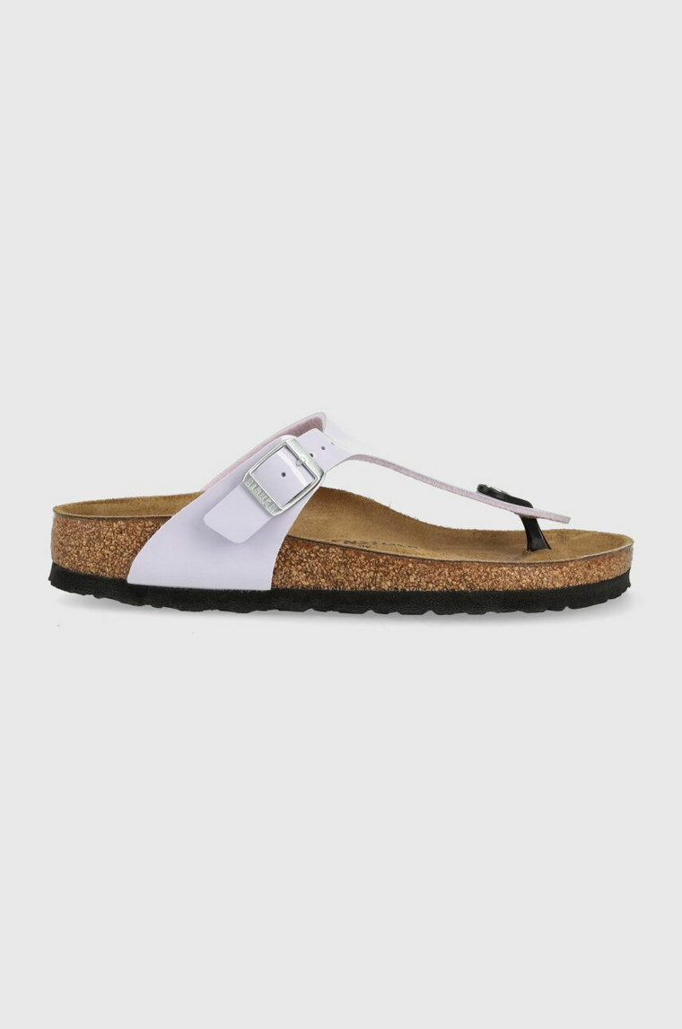 Birkenstock japonki Gizeh damskie kolor fioletowy na płaskim obcasie 1025369