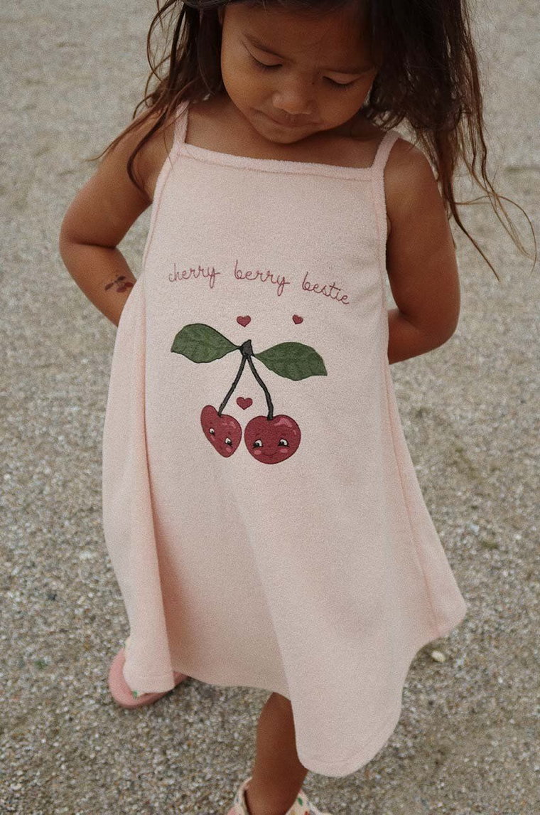Konges Sløjd sukienka bawełniana dziecięca kolor różowy mini prosta