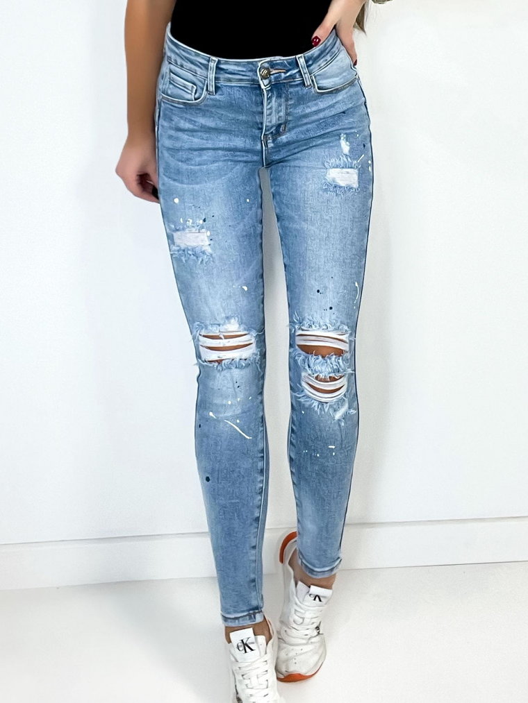 SPODNIE RURKI JEANSOWE FANTASY M.SARA JASNY JEANS - PAINT