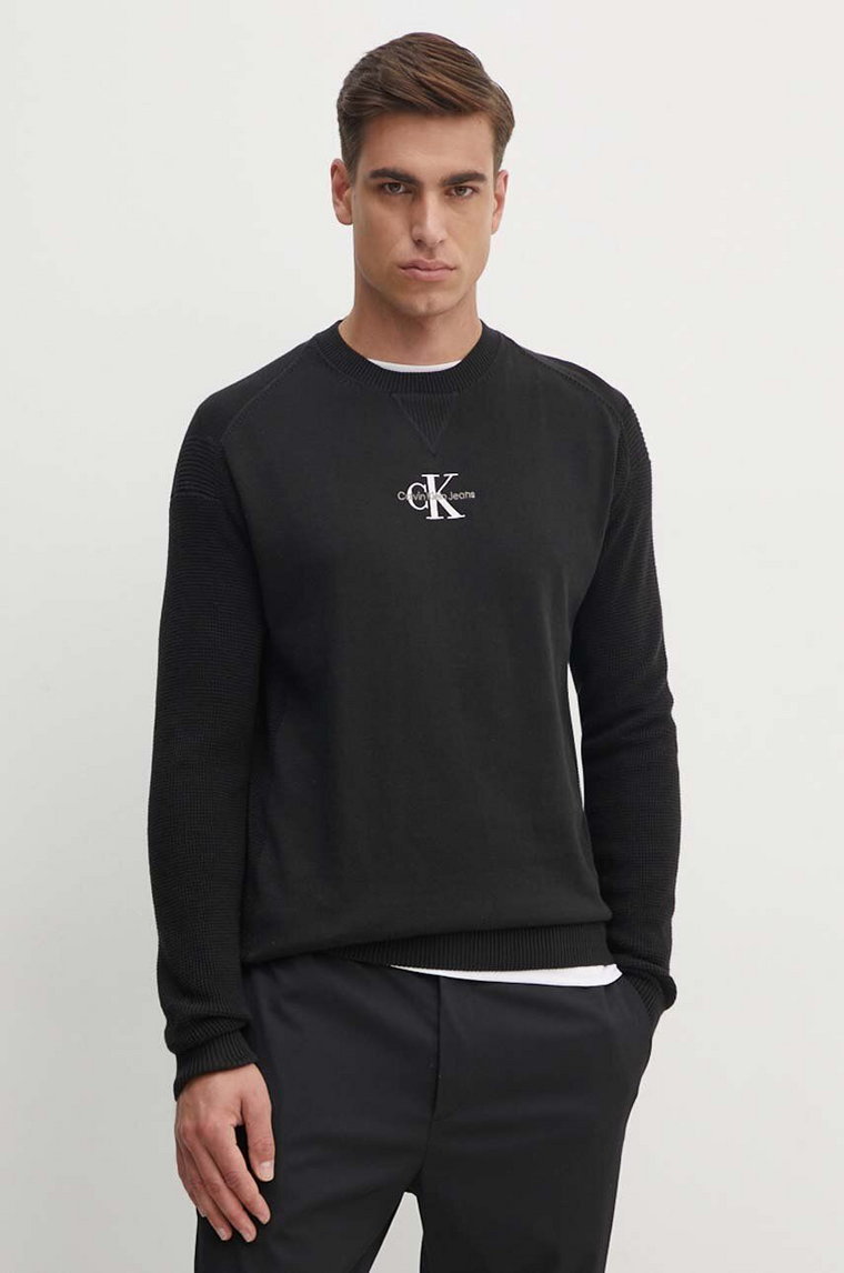 Calvin Klein Jeans sweter bawełniany kolor czarny lekki J30J325671
