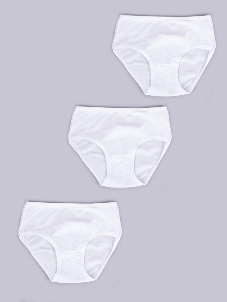 Figi majtki dziewczęce gładkie białe 3PAK 110-116