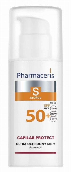 PHARMACERIS S CAPILAR & SUN PROTECT Krem Ochronny Dla Skóry Naczynkowej i Z Trądzikiem Różowatym SPF 50+ - 50 ml