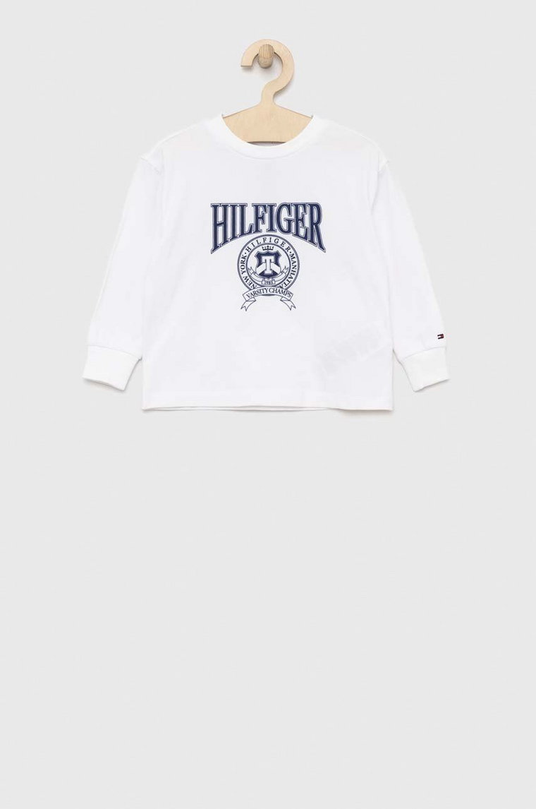 Tommy Hilfiger longsleeve dziecięcy kolor biały z nadrukiem