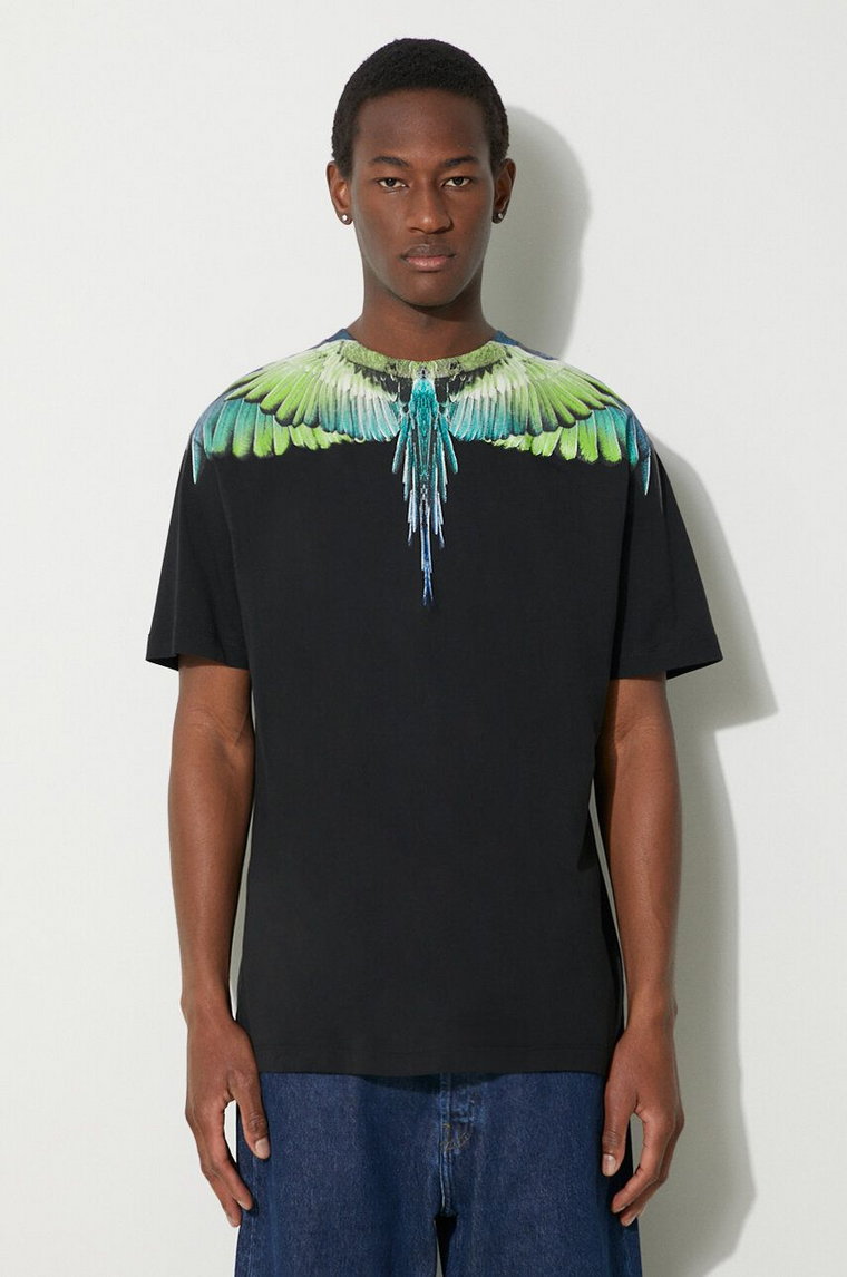 Marcelo Burlon t-shirt bawełniany Icon Wings Basic męski kolor czarny z nadrukiem CMAA056S24JER0011050