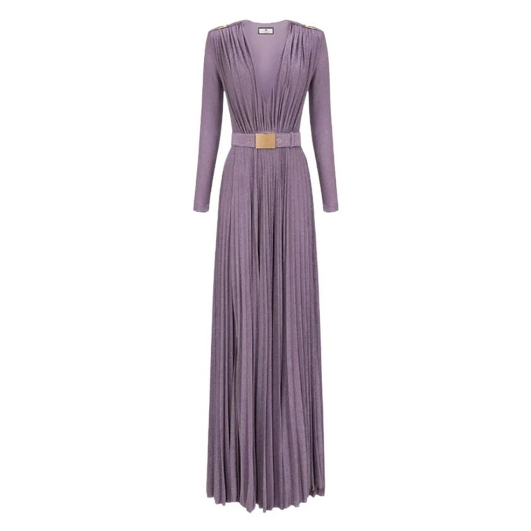 Głęboki Dekolt w Kolorze Fioletowym Sukienka Elisabetta Franchi