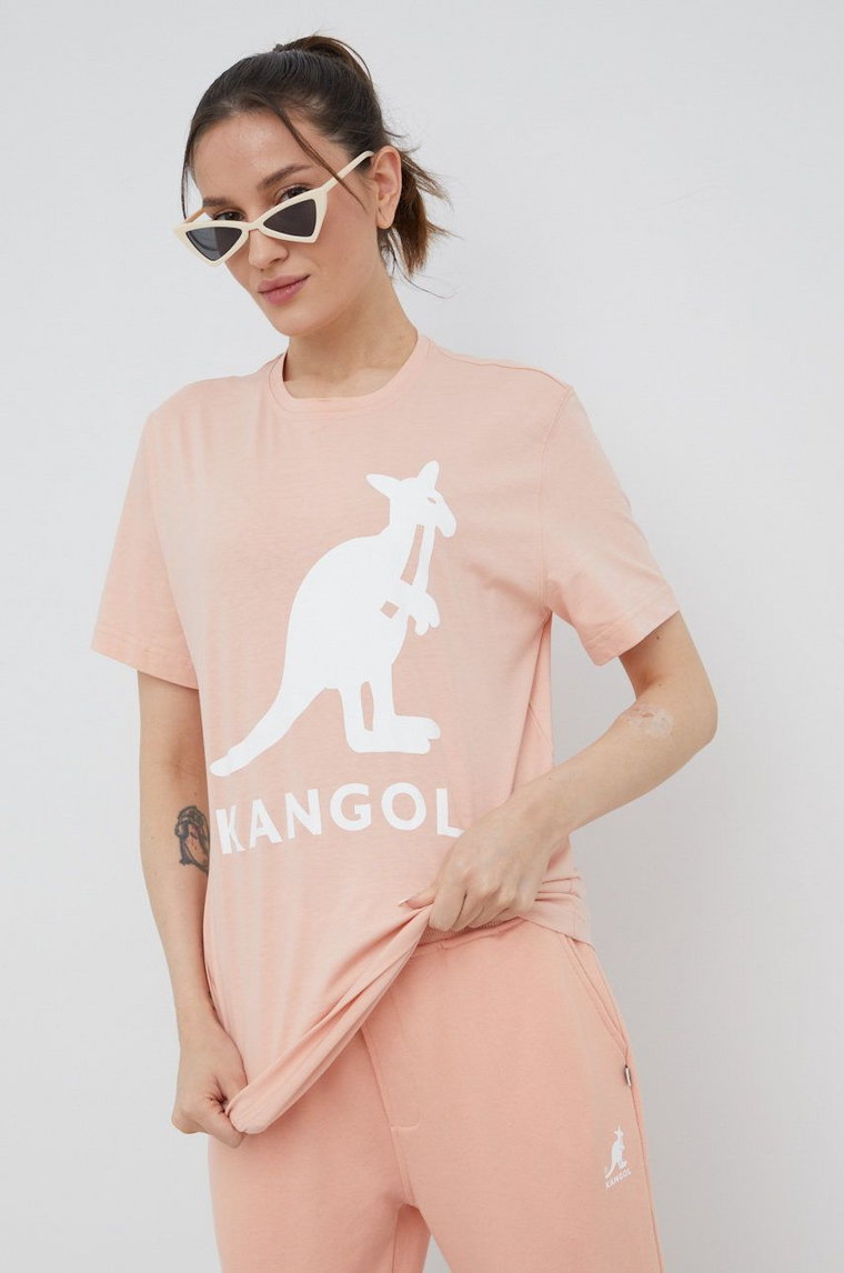 Kangol t-shirt bawełniany kolor różowy KLEU005.D-116