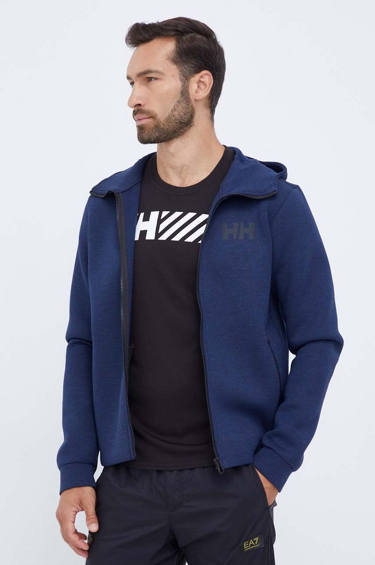 Helly Hansen bluza sportowa Hydropower Ocean 2.0  Hydropower Ocean 2.0 kolor granatowy z kapturem z nadrukiem 34264