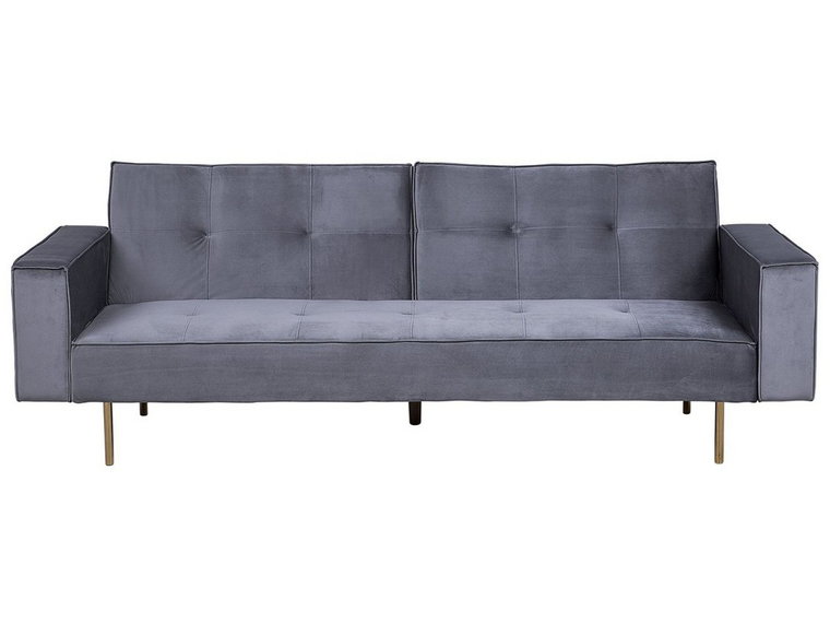 Sofa trzyosobowa welurowa BELIANI Visnes, szara, 56x188 cm