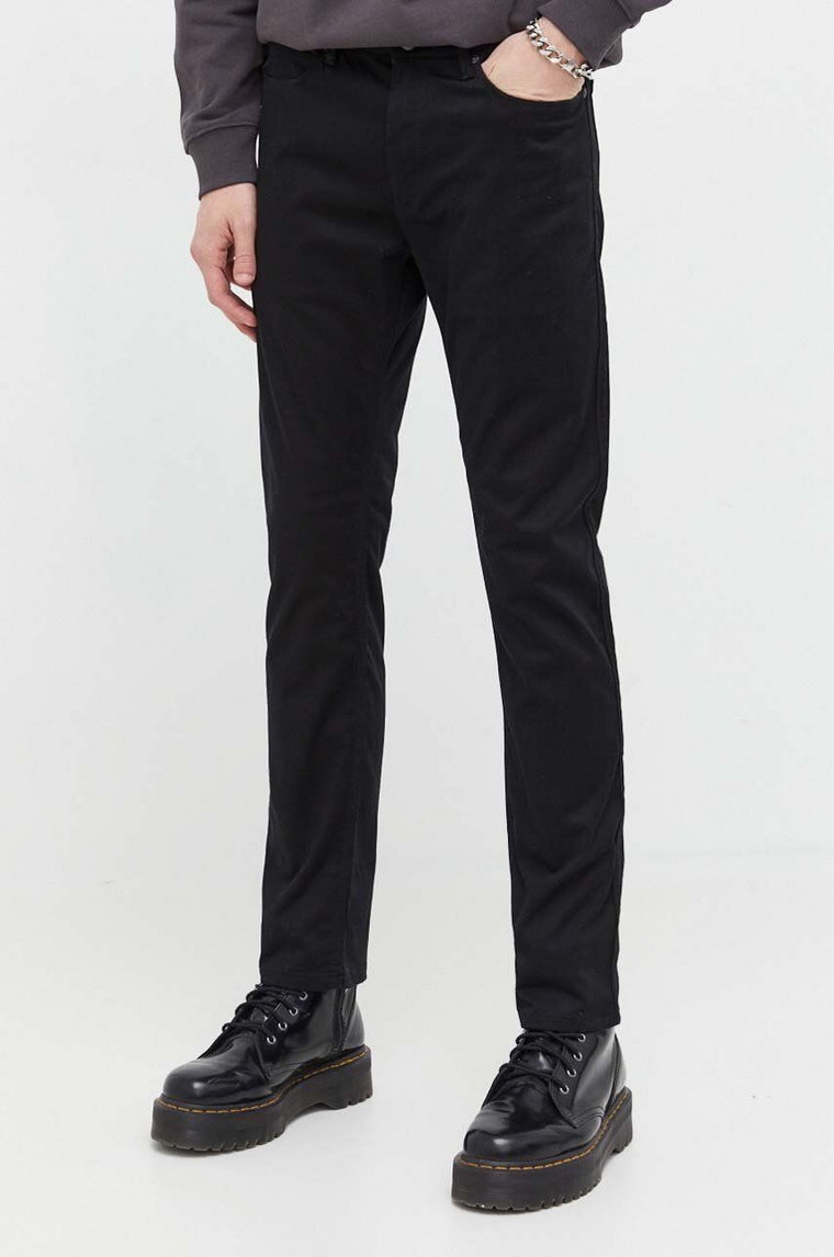 HUGO spodnie męskie kolor czarny dopasowane