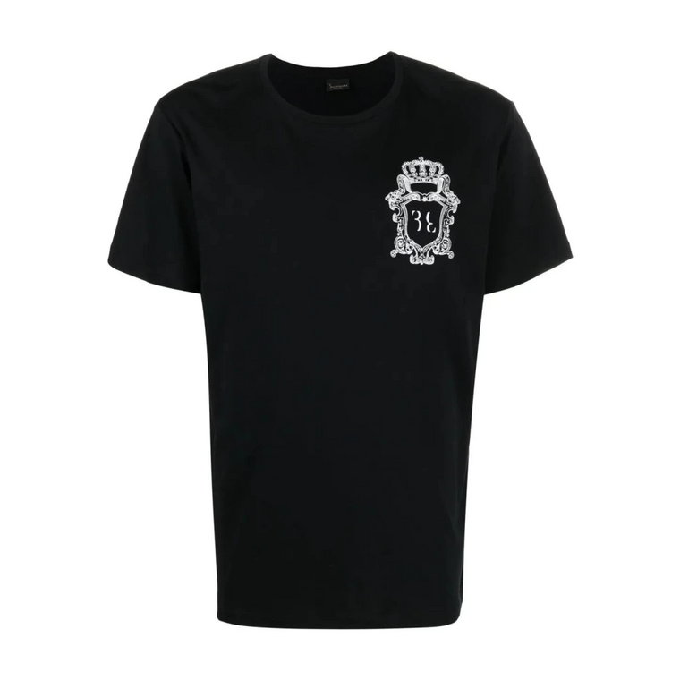 Czarna Casual T-shirt z Okrągłym Dekoltem Billionaire